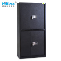 HiBoss 钢制保密柜指纹锁储物柜文件铁皮柜资料柜智能电子密码锁 酷黑通体双节保密柜