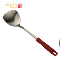 阳光飞歌 不锈钢锅铲 尼龙手柄不锈钢锅铲砂光2厘 红色YM3649