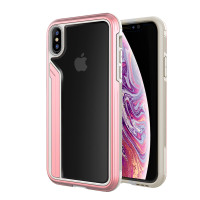 泰维斯(TGVI'S) iPhone XS Max手机壳 3米防摔金属全包硬壳透明壳苹果XS Max保护套 6.5寸 粉色