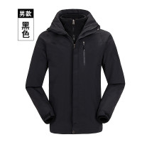 冲锋衣男款防水透气登山服防风保暖防寒工作休闲服两件套冲锋衣 黑色