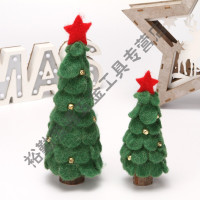 圣诞节创意木质装饰品毛毡玩具铃铛圣诞树家居工艺品礼品桌面摆件 YM-46羊毛毡树小号-绿色一颗_594_629
