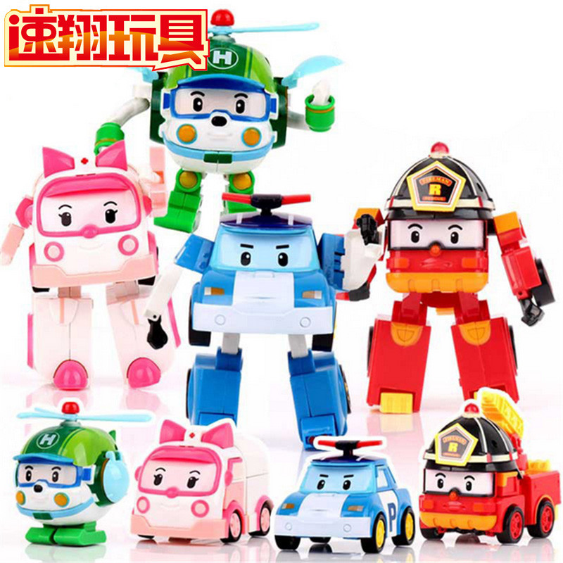 速翔玩具儿童益智变形警车变身消防车变形机器
