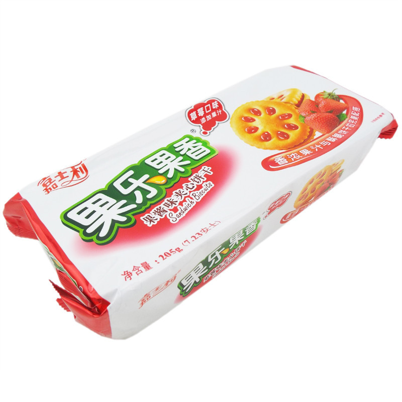 嘉士利 果乐果香 205g (草莓味) 果酱味夹心饼干 休闲