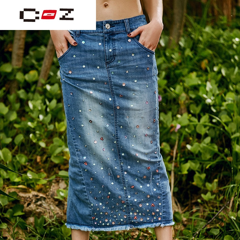CZ潮流品牌2017夏装新款亮片个性半身裙女长