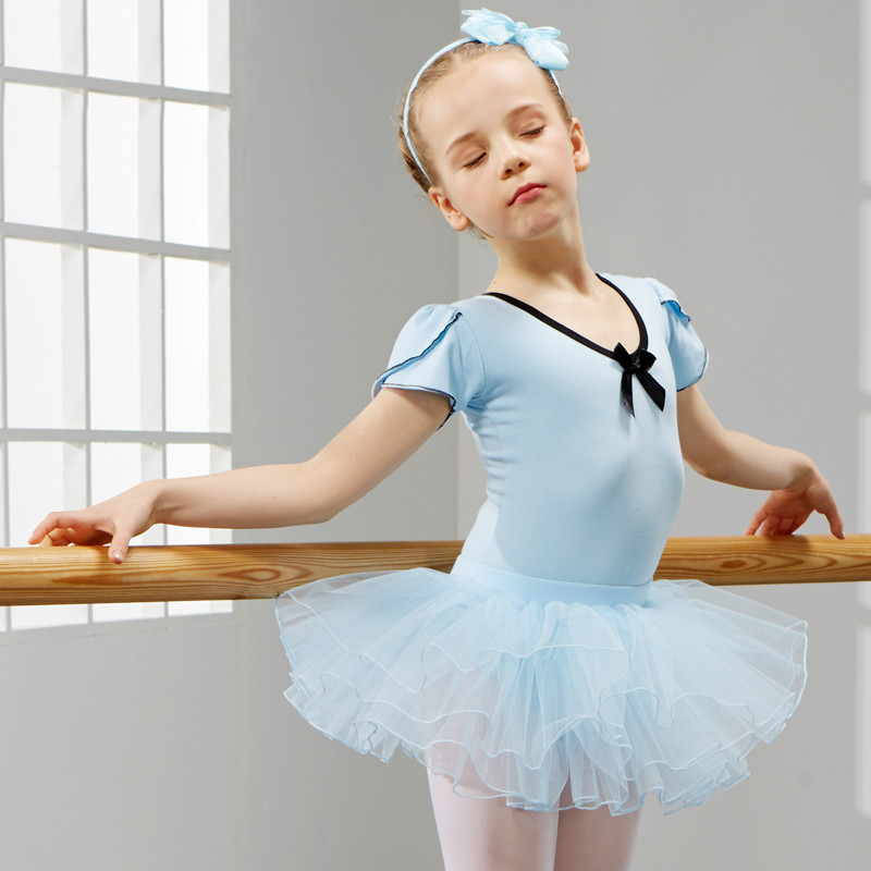儿童舞蹈服装女童练功服体操服幼儿芭蕾舞考级服连体裙形体 130cm 天