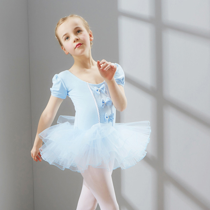 儿童舞蹈服装女童短袖芭蕾舞裙少儿练功服幼儿体操服演出服 130cm