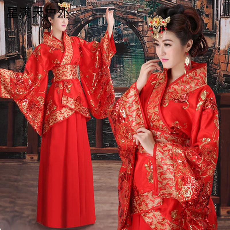 古代婚纱红色_古代新娘红色古装婚纱(2)