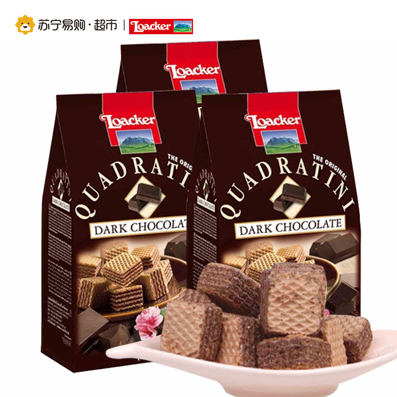 莱家黑巧克力味粒粒威化饼干125g3袋