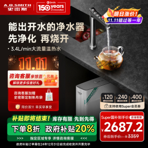 史密斯加热净水器佳尼特100℃真开水大流量 多档控温TDS数显 600G家用直饮冷热一体热饮机CAR600-FA1升级款