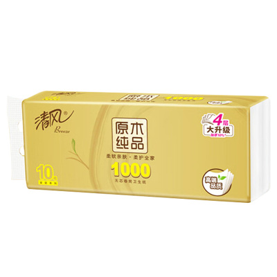 清风无芯原木金装家用卫生纸100g4层10卷*1提B01BAMJE