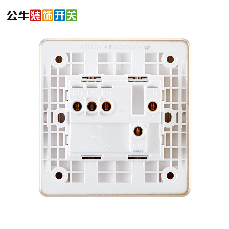公牛开关插座墙壁面板 三联单控 三开单控荧光 86型电源开关g18k311
