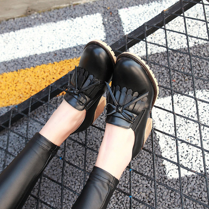 裂帛鸟新款单鞋女春2017休闲女鞋流苏小皮鞋