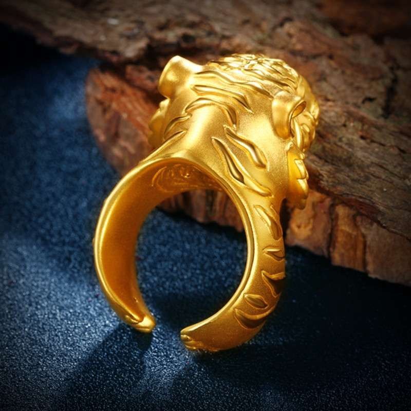 11期奖品 虎头兽戒 钻石快线专属产品 跑男款3d硬金老虎生肖足金戒指