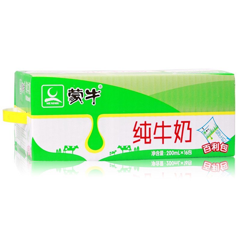 蒙牛百利包纯牛奶16袋装 一袋200ml 牛奶乳品 产发mk