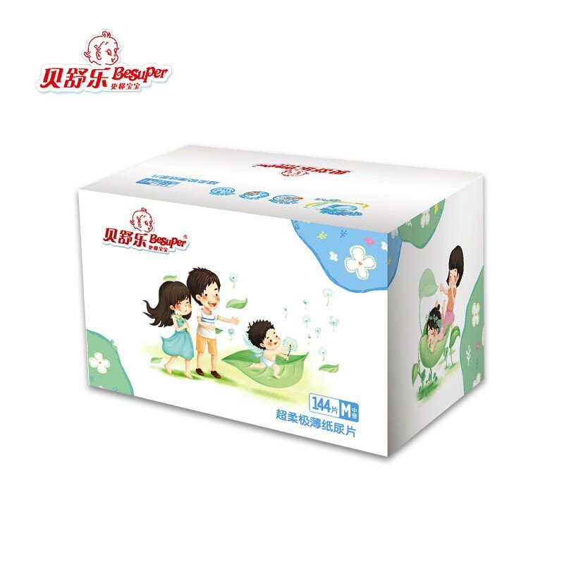 舒乐超柔极薄纸尿片M144片 贝舒乐(Besuper)