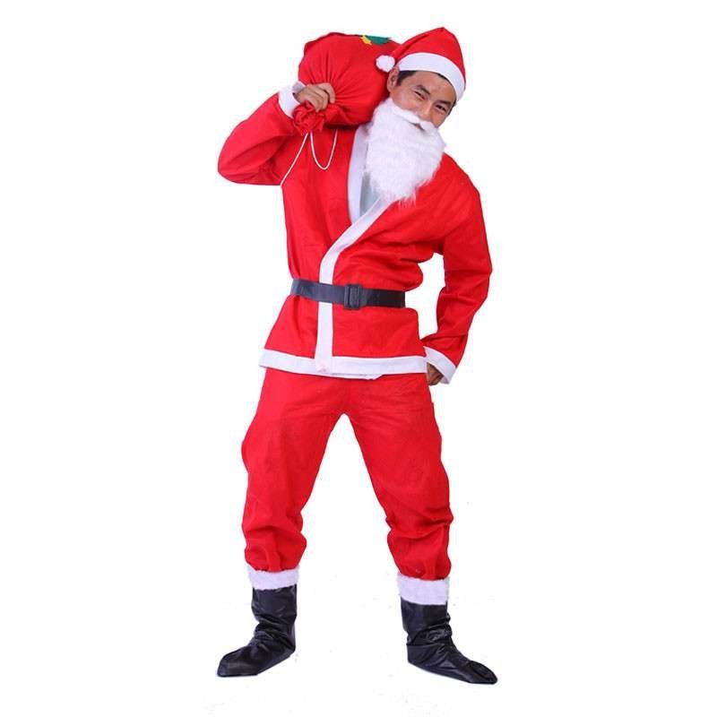 无纺布圣诞老人衣服 男装 成人七件套 圣诞节演出庆典