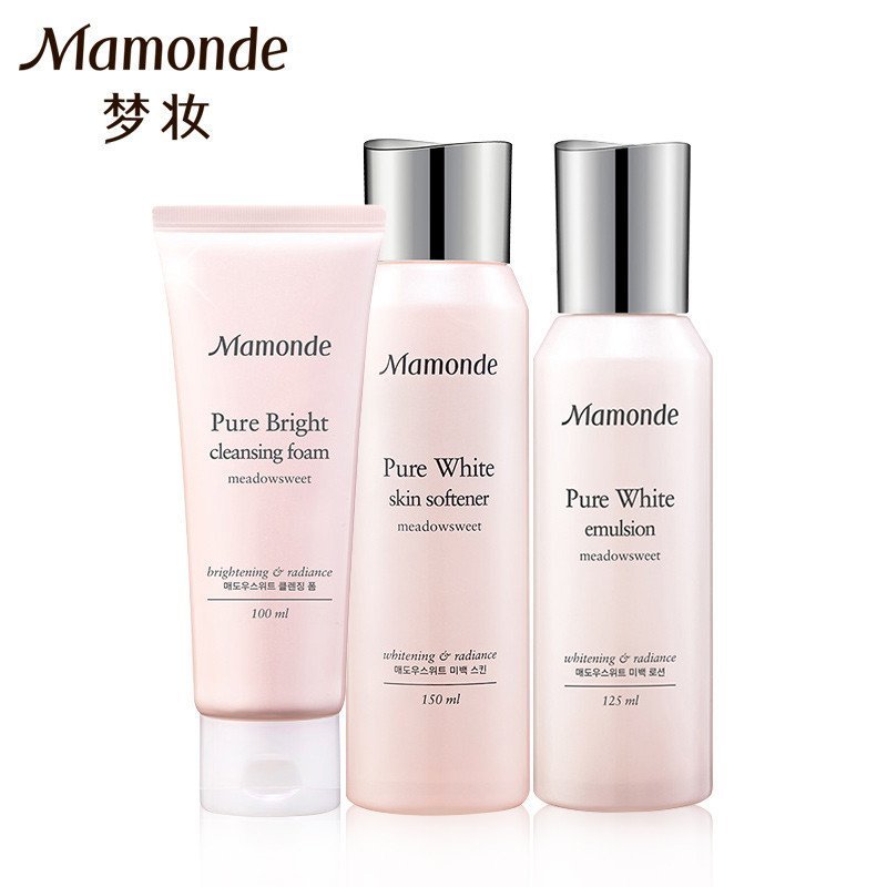 梦妆(mamonde) 花萃透亮净白护肤套装3件套(洗面奶100ml 水150ml 乳