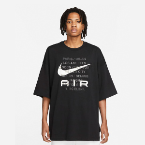 Nike Sportswear 字母印花圆领宽松短袖T恤 男款 黑色 FD1250-010