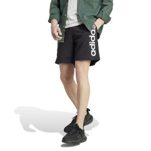 adidas Logo字母印花抽绳松紧裤腰直筒短裤 男款 黑色 IC0062