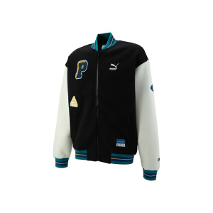 PUMA Team Badge系列 休闲运动棒球服外套 男女同款 黑色 677373-01