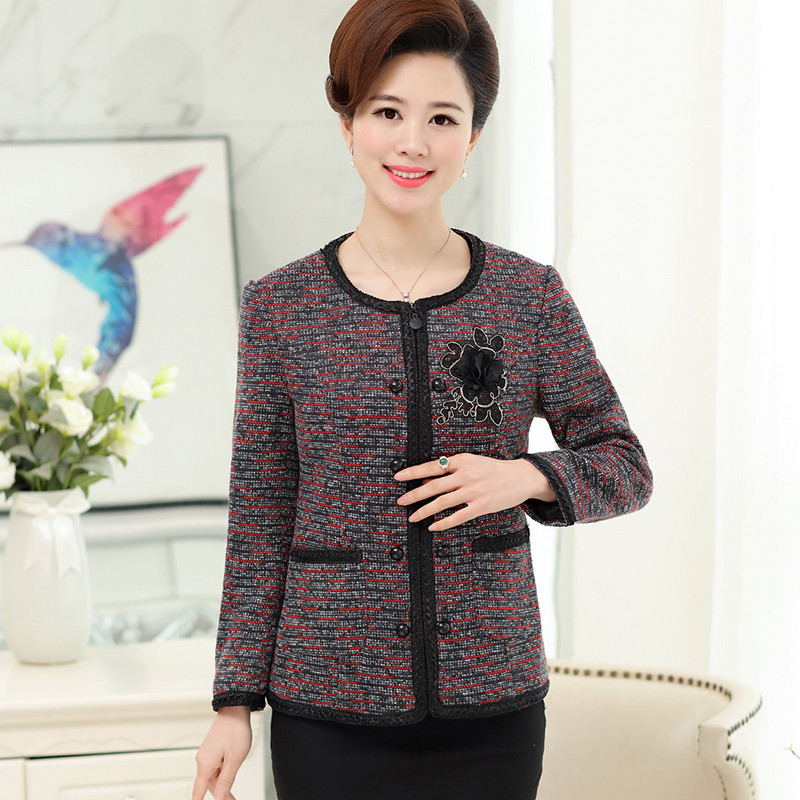 2017中老年女装春秋装短外套新款妈妈装春装
