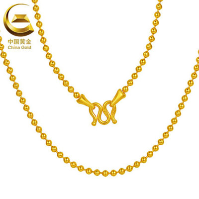 【中国黄金】足金经典光面金珠项链
