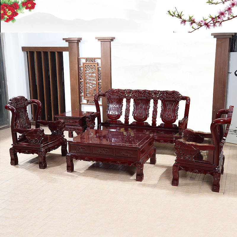 琪梦红木家具非洲红花梨木沙发全实木沙发客厅组合象头沙发五件套
