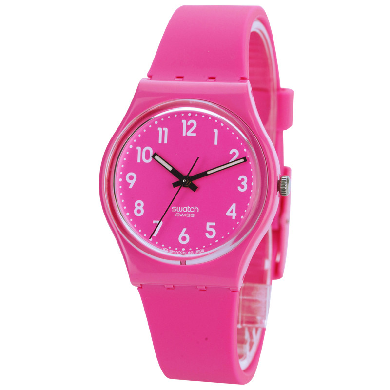 swatch/斯沃琪手表 2016经典色彩密码系列粉色夜光石英男女表gp128k