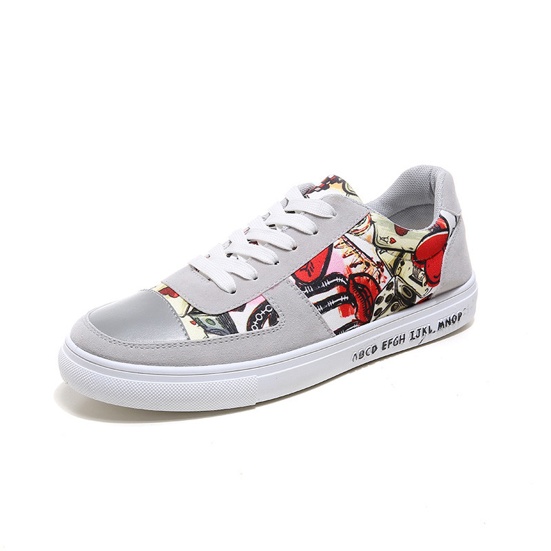 透气男士休闲防滑板鞋17新品春季字母拼接迷