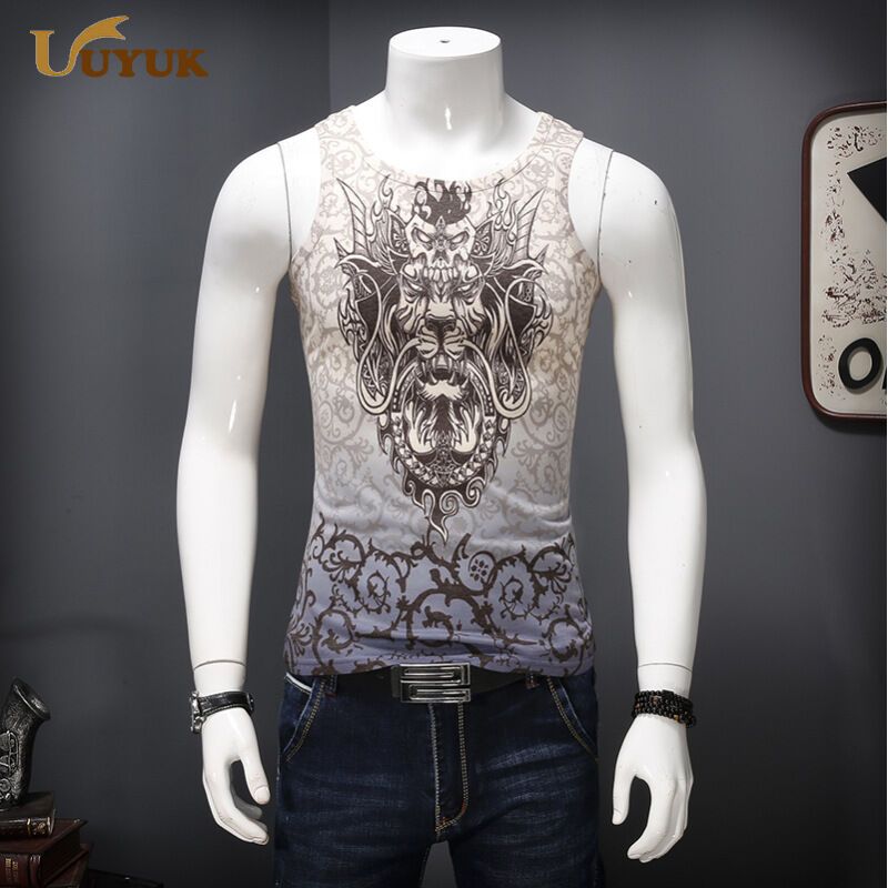 UYUK17新款夏季青年修身型男士背心男紧身运