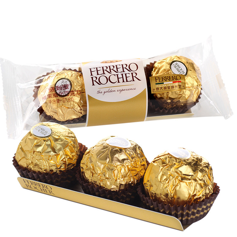 ferrero rocher费列罗榛果威化巧克力3粒装婚庆喜糖果