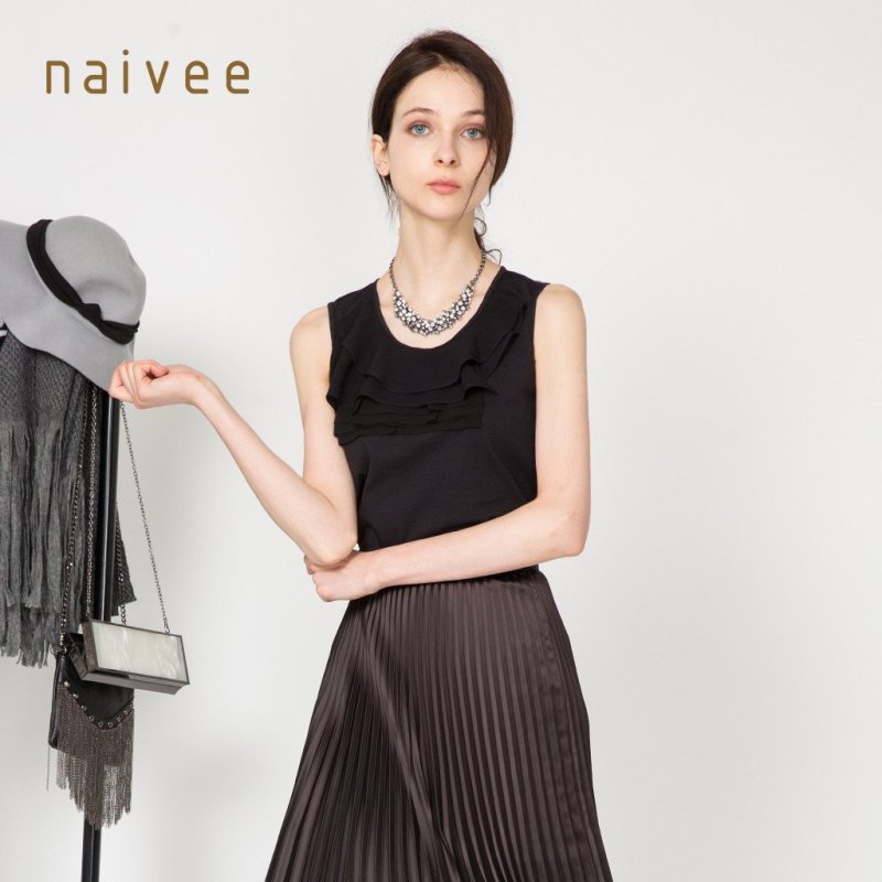 naivee/纳薇春季专柜同步款气质淑女精美荷叶边小上衣女156142302