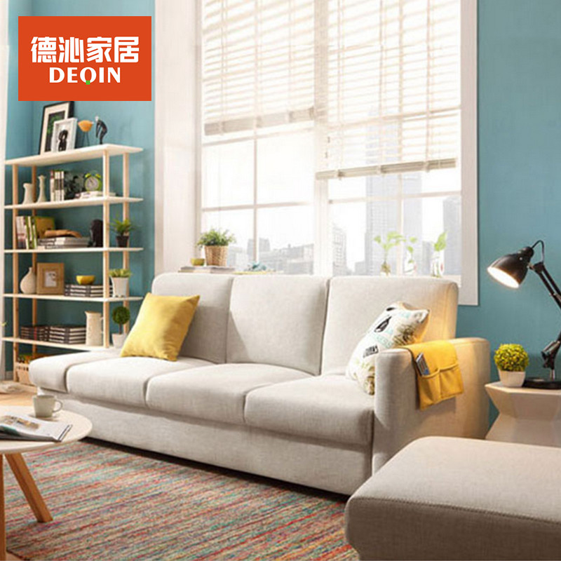 德沁 布艺沙发 可折叠沙发 简约小户型客厅沙发床 多功能两用布艺沙发