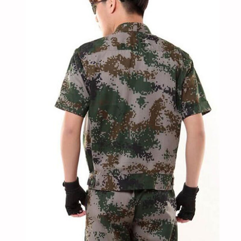 07式军迷服饰短袖男士林地迷彩作战服 军迷迷彩服套装多袋休闲