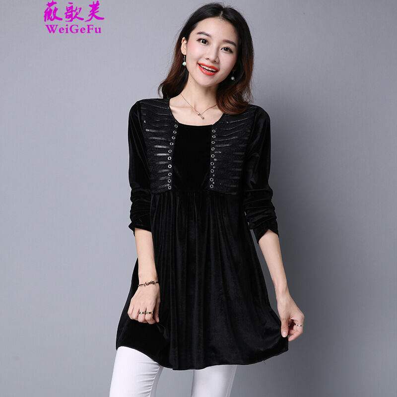 2016秋冬新款时尚中长款加肥加大宽松长袖打