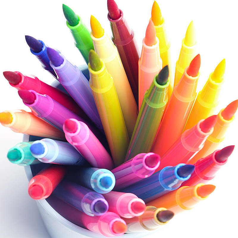 得力彩笔软头笔48色水彩笔套装儿童学生用彩色笔可水洗水彩画画笔