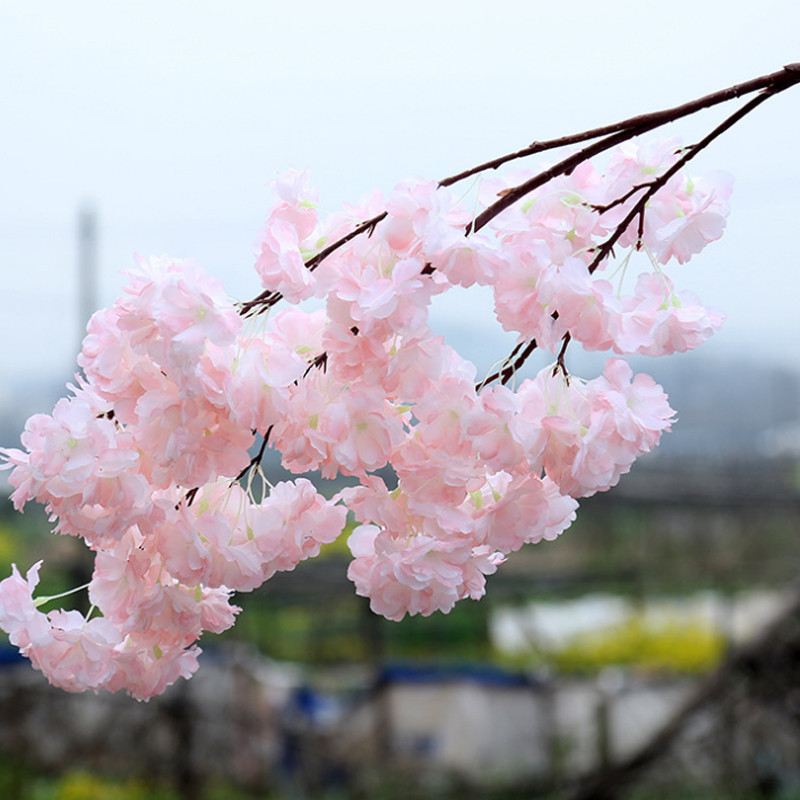 现代简约假花仿真花樱花单支多头婚庆绢花仿真植物装饰客厅摆件落地