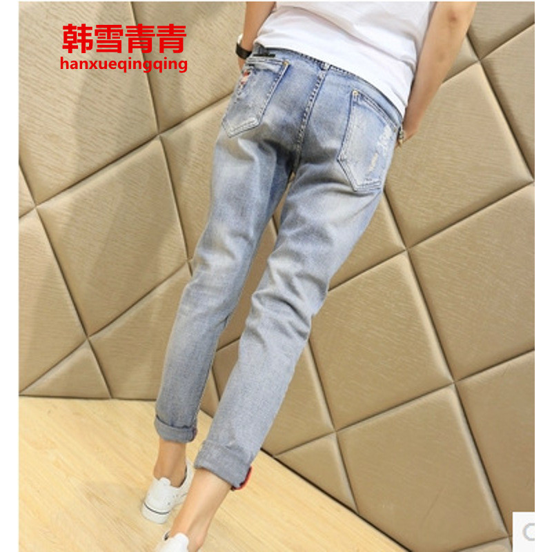 韩雪青青2017春款牛仔裤女新款女装潮款骷髅