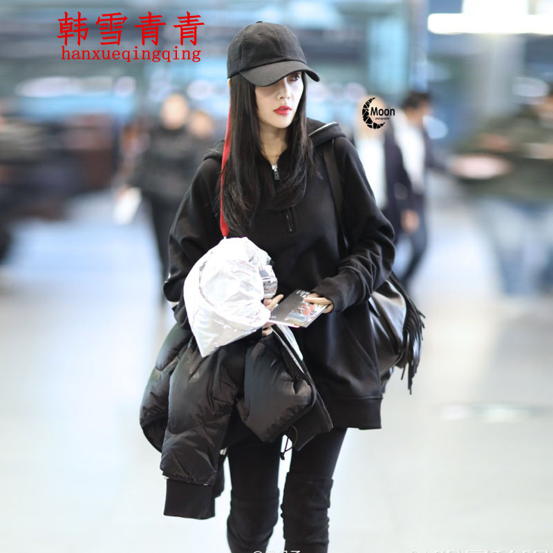 青青2017韩版冬装新款李小璐机场明星同款短