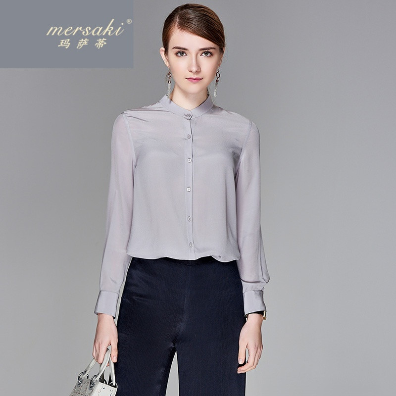 玛萨蒂品牌女装2017春装新款女装真丝气质衬