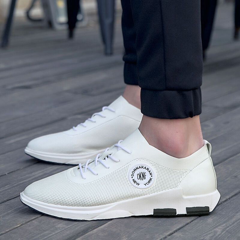 邓超明星同款小白鞋男冲孔镂空透气休闲运动鞋