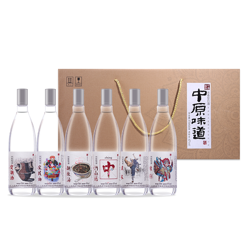 河南白酒富平春42度中原味道475ml*6瓶浓香型白酒整箱礼盒装 纯粮食