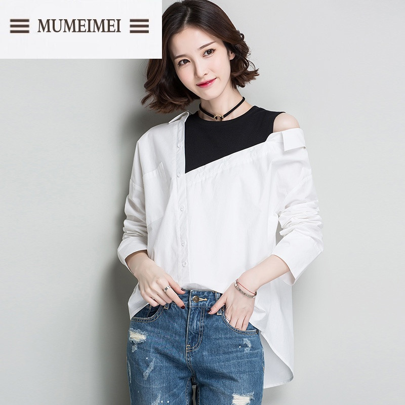 UM2017春装新款韩版时尚个性潮流白衬衫女假