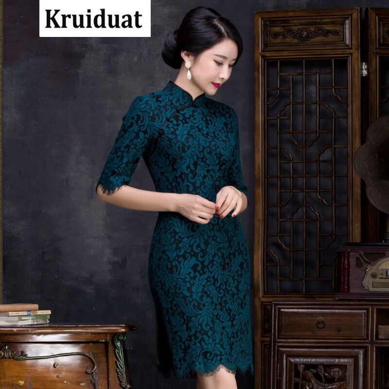 Kruidvat2017春季新款旗袍连衣裙短款修身时尚