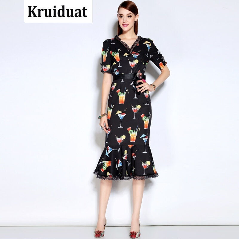 Kruidvat2017春夏新款女装连衣裙中长款荷叶边