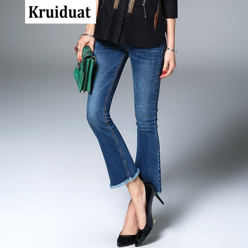 Kruidvat2017春季女式牛仔裤微喇裤新款女装Q