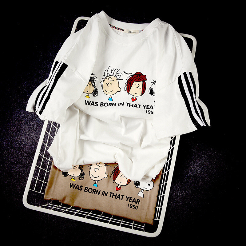 骑士普丁2017短袖T恤男圆领纯棉卡通印花宽松