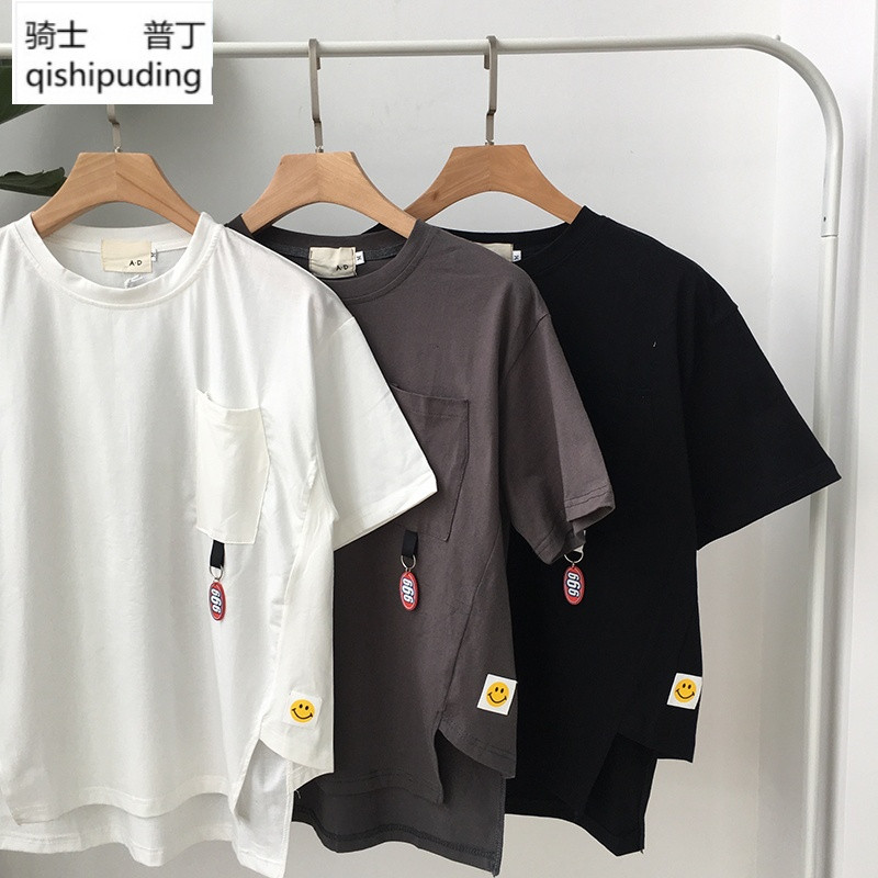 骑士普丁夏季日系2017薄款短袖T恤男笑脸宽松