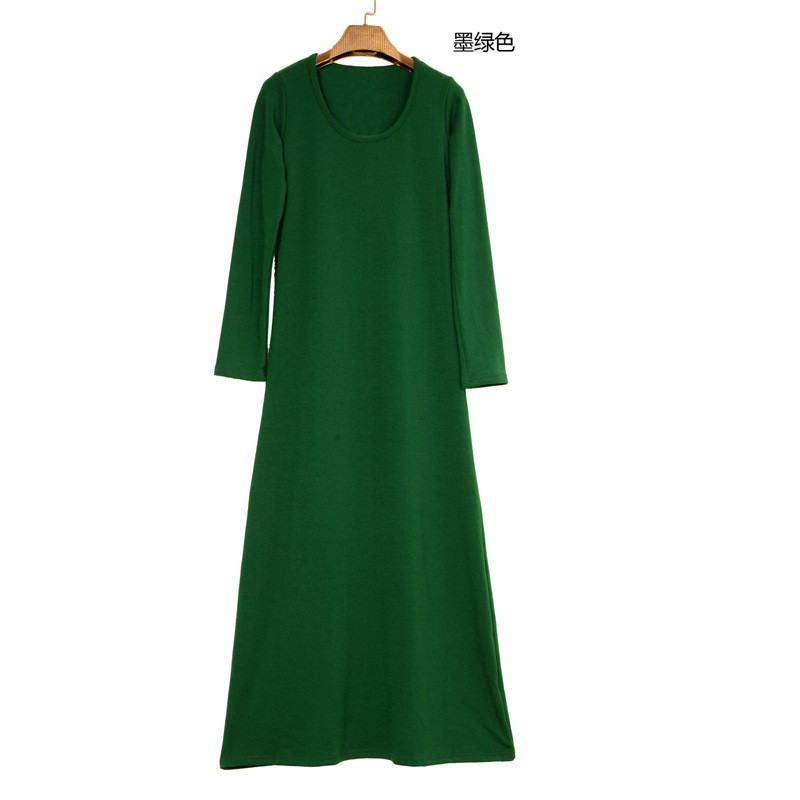 Vanled春季黑色长袖针织裙连衣裙中长款大码