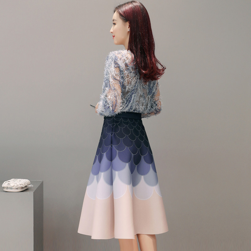 MOORY2017春装新款气质名媛连衣裙女时尚套